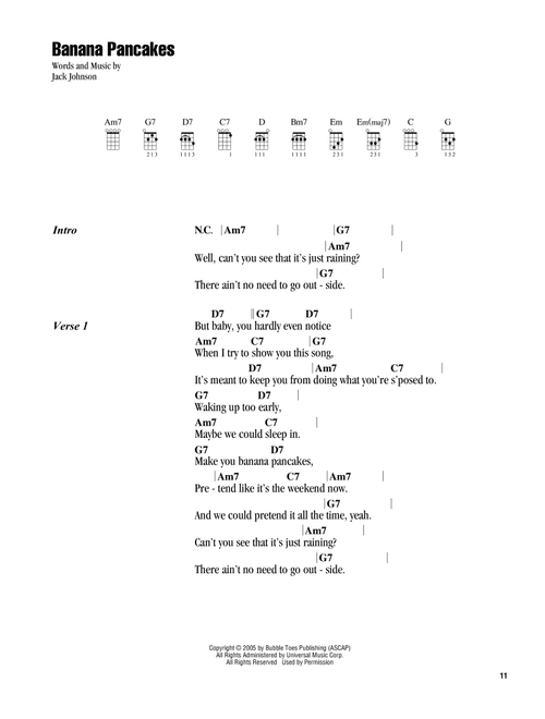Banana Pancakes - Jack Johnson (Ukulele Chords-Lyrics)