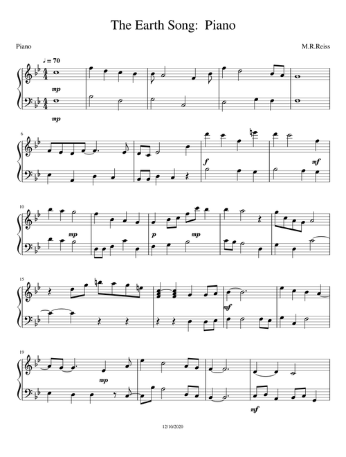 The Earth Song: Piano