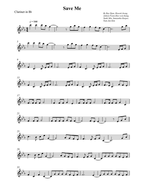 Save Me (Arr. Wesley S. SIlva) - BTS (Clarinet Solo)