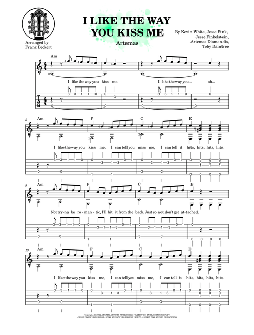 I Like The Way You Kiss Me (Arr. Franz Beckert) - Artemas (Easy Guitar with TAB)