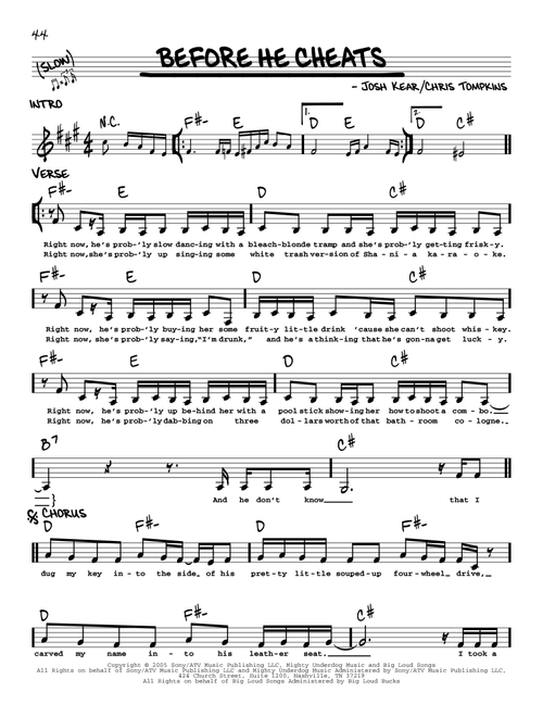 Before He Cheats - Carrie Underwood (Real Book - Melody-Chords-Lyrics)