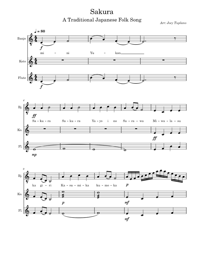 Sakura – Traditional Japanese Folk Song Sheet music for