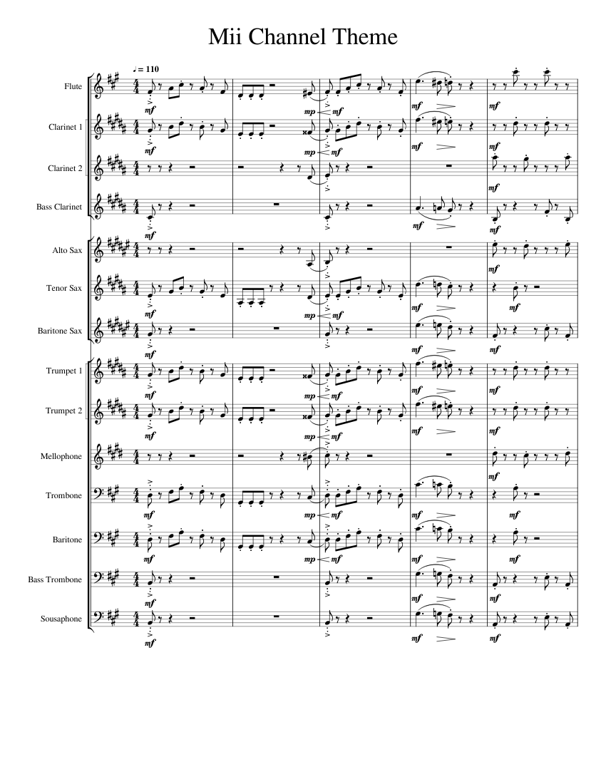 Mii Channel Music but it's a Stands Tune Sheet Music for Trombone ...