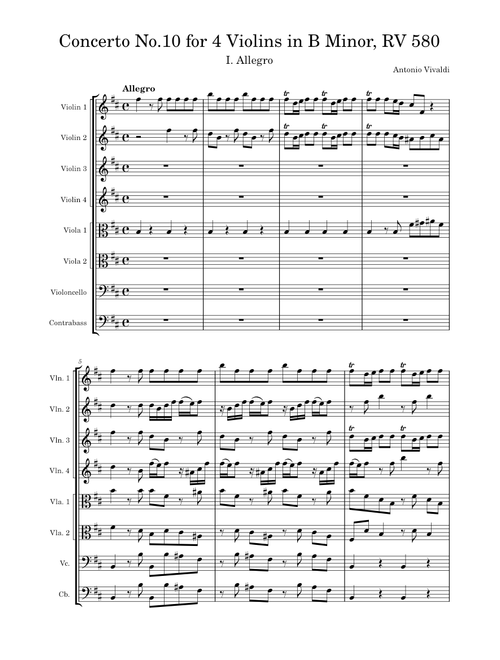 Concerto for 4 Violins in B Minor, RV 580, I. Allegro – Antonio Vivaldi