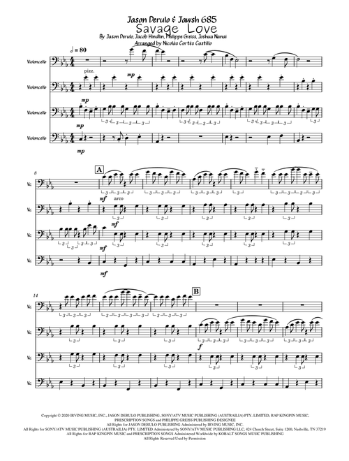 Savage Love (Arr. Nicolás Cortés Castillo) - Jason Derulo & Jawsh 685 (Cello Solo)