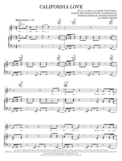 California love - 2Pac (Piano-Vocal-Guitar)