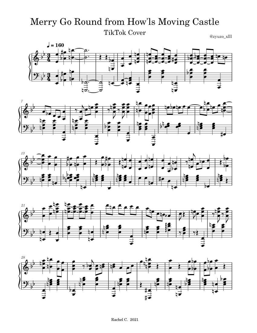 Merry Go Round from Howl's Moving Castle – @zyuzo_xlll Sheet Music