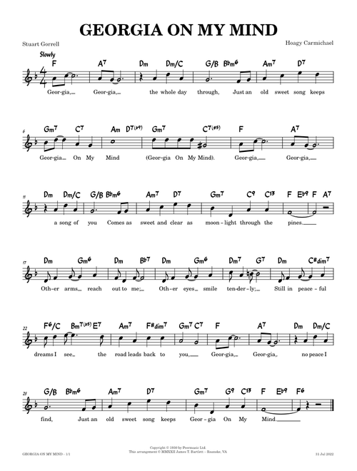 Georgia On My Mind  [lead sheet]