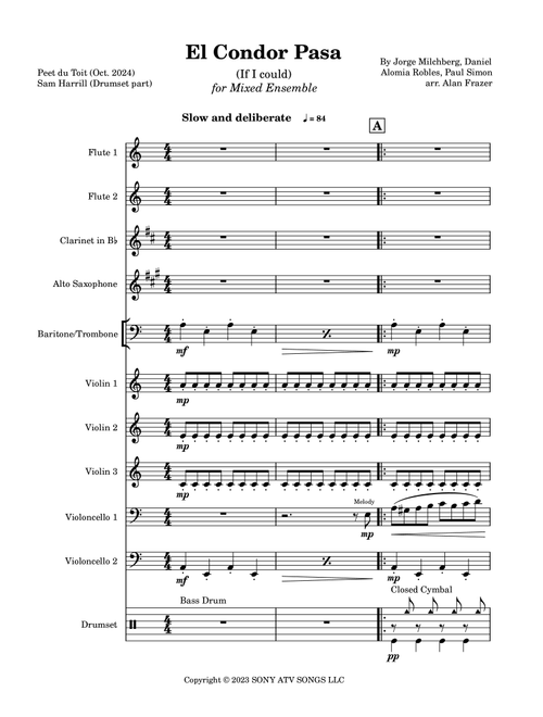 El Condor Pasa (If I Could) (Arr. Allan Frazer (Arranger) Peet du Toit (Orchestration)) - Jorge Milchberg, Paul Simon, Daniel Alomia Robles (Large Ensemble)