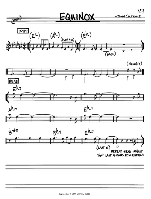 Equinox - John Coltrane (Real Book - Melody-Chords)