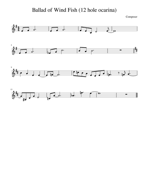 Ballad of Wind Fish (12 hole ocarina)