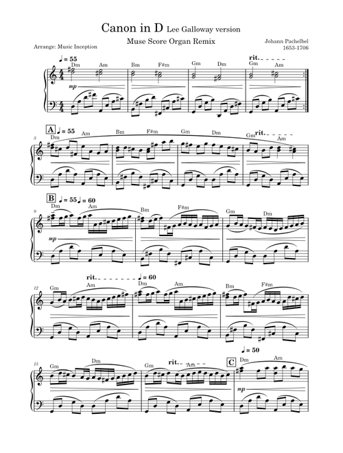 Canon in D (Organ Muse Score Remix) - Johann Pachelbel