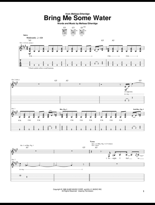 Bring Me Some Water - Melissa Etheridge (Guitar Tab)