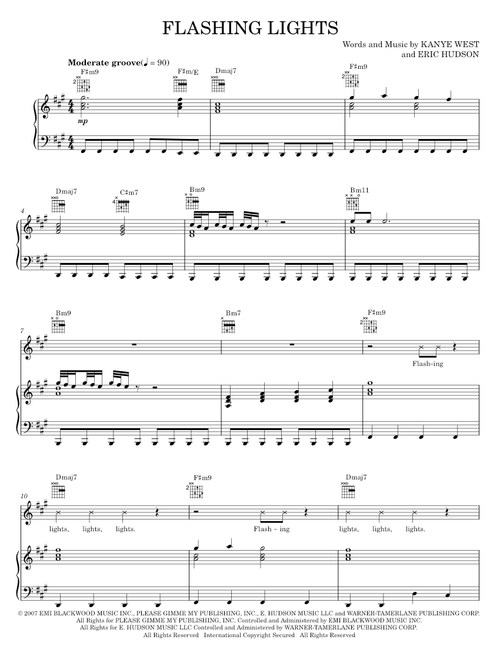 Flashing lights - Kanye West (Piano-Vocal-Guitar)