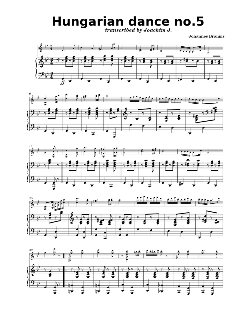 Hungarian Dance No 5 in Gm Johannes Brahms Johannes Brahms