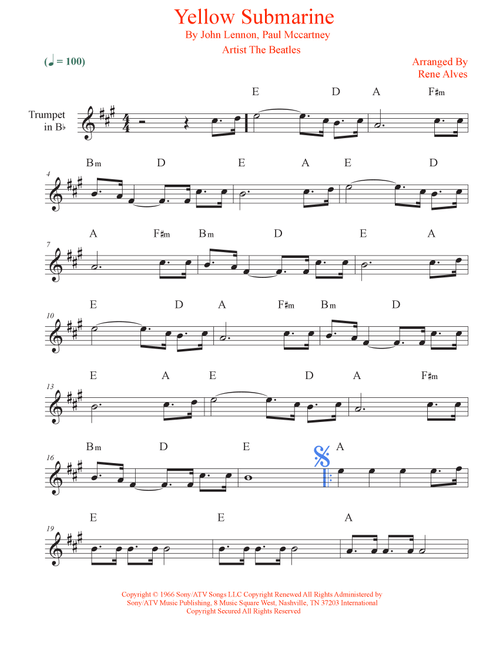 Yellow Submarine (Arr. Rene Alves) - The Beatles (Trumpet Solo)