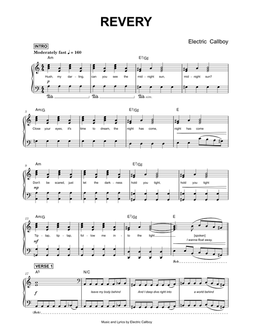 Revery - Electric Callboy (Piano)