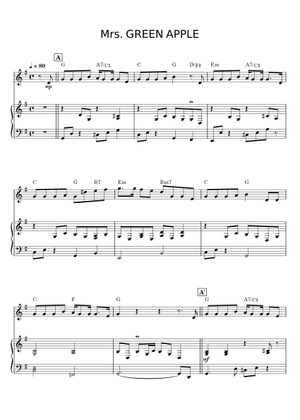 僕のこと - Mrs. GREEN APPLE Sheet Music for Piano (Solo