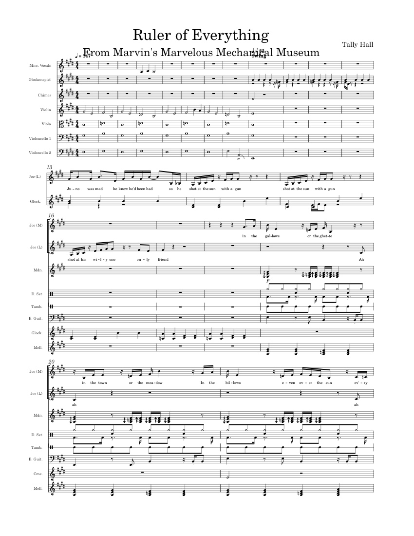 Ruler of everything – Tally Hall Sheet Music for Piano, Vocals, Female ...