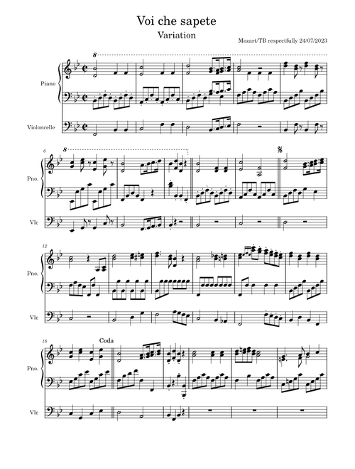 Voi che sapete – Wolfgang Amadeus Mozart Voi che sapete – variation