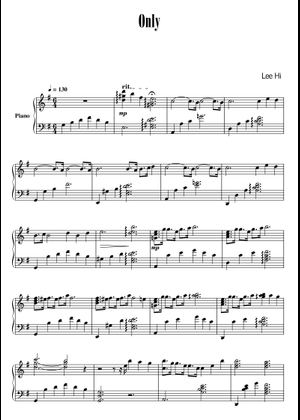 Only – Lee hi Sheet Music for Piano (Solo) | MuseScore.com