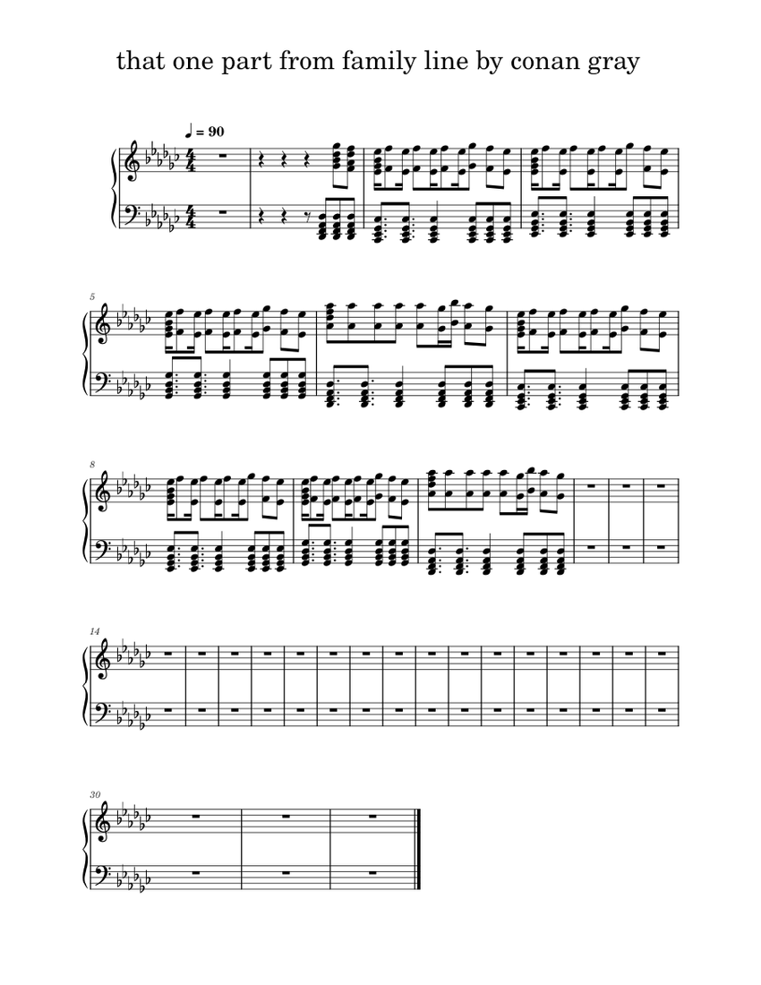 that one part from family line by conan gray Sheet Music for Piano ...
