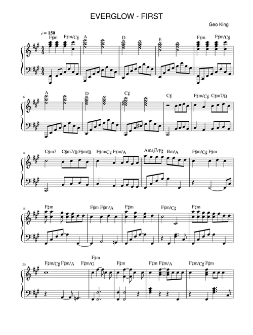 First (Arr. Gregory King) - Everglow (Easy Piano)