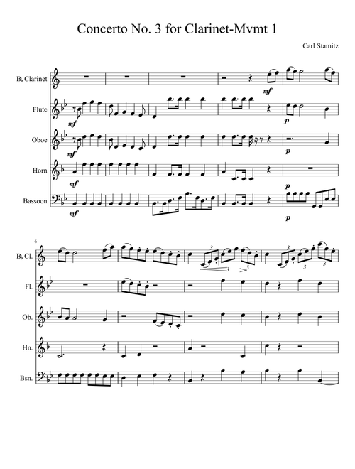 Concerto No. 3 for Clarinet-Mvmt 1