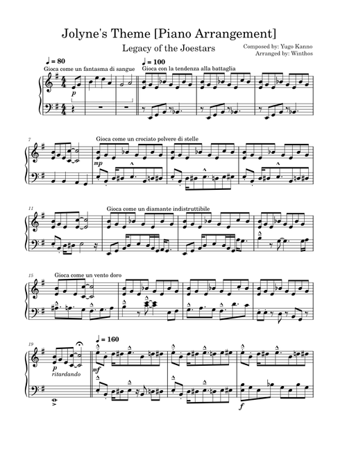 Jolyne's Theme [Piano Arrangement]: Legacy of the Joestars