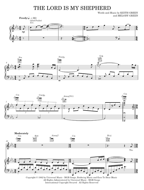 The lord is my shepherd 23rd psalm - Keith Green (Piano-Vocal-Guitar)