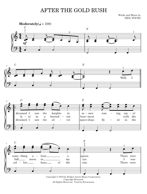 After the gold rush - Neil Young (Easy Piano)