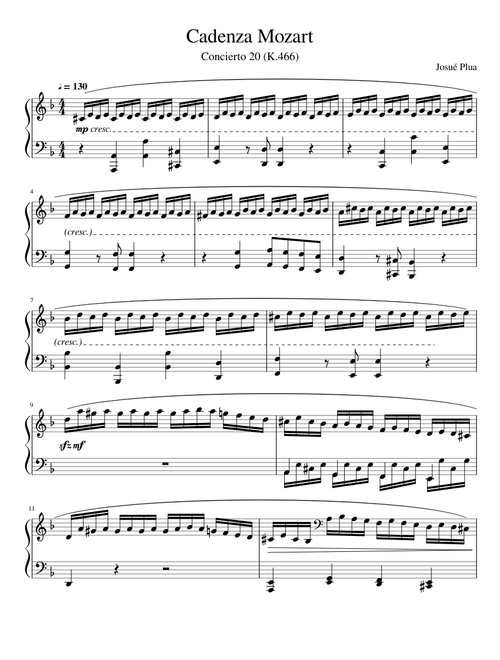 Mozart Piano Concerto 20 Cadenza