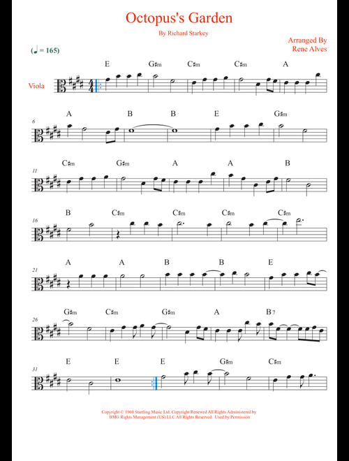 Octopus's Garden (Arr. Rene Alves) - The Beatles (Viola Solo)