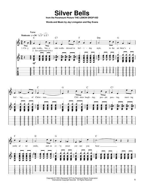 Silver Bells - Jay Livingston, Ray Evans (Guitar Tab Play-Along)