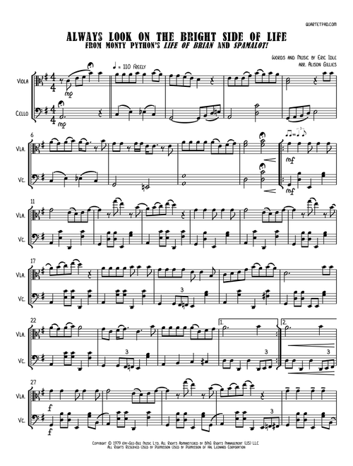 Always Look On The Bright Side Of Life (Arr. Alison Gillies) - Monty Python (Instrumental Duet)