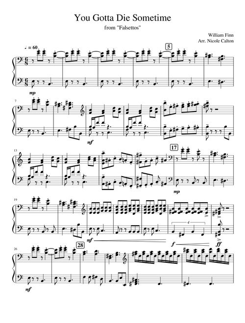 You Gotta Die Sometime - Solo Piano Instrumental