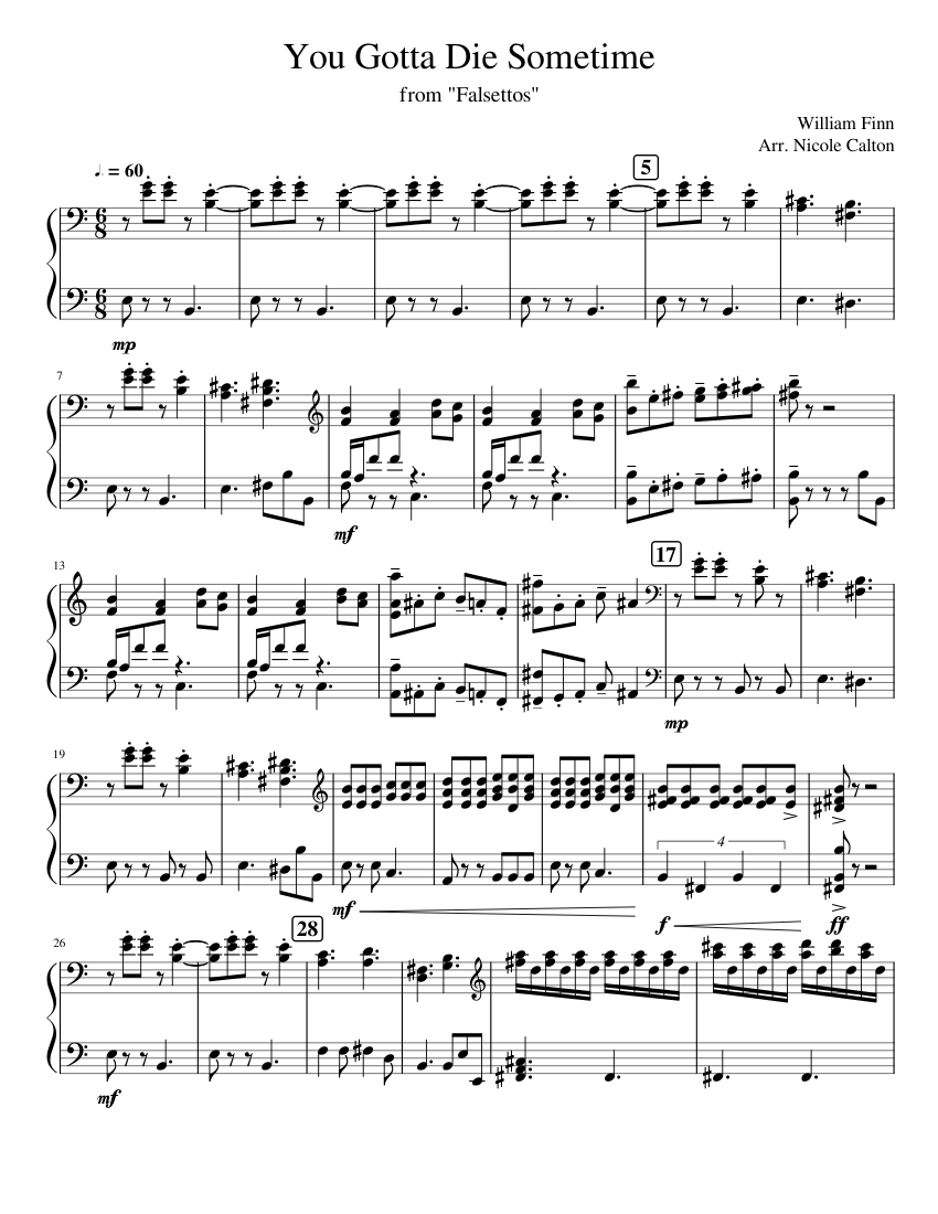 You Gotta Die Sometime Solo Piano Instrumental Sheet music for Piano
