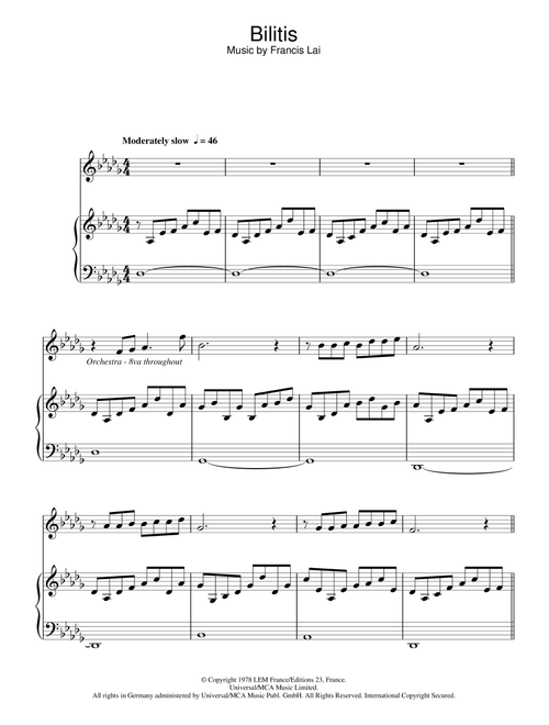 Bilitis - Francis Lai (Piano Solo)