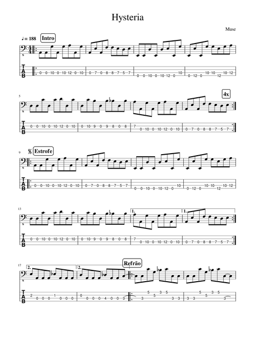 Hysteria by Muse BASS