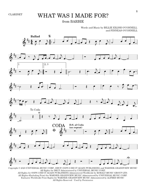 What Was I Made For? (from Barbie) - Billie Eilish (Clarinet Solo)