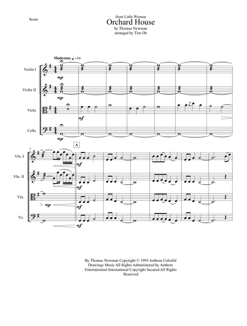 Orchard House (Arr. Tim Olt) - Thomas Newman (String Quartet)