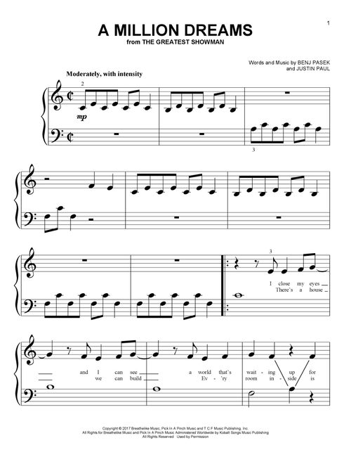 A Million Dreams (from The Greatest Showman) - P!nk (Big Note Piano)