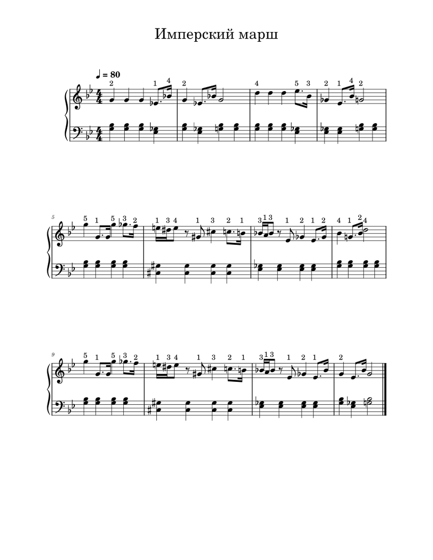 Имперский марш соль минор Sheet Music for Piano (Solo) Easy | MuseScore.com