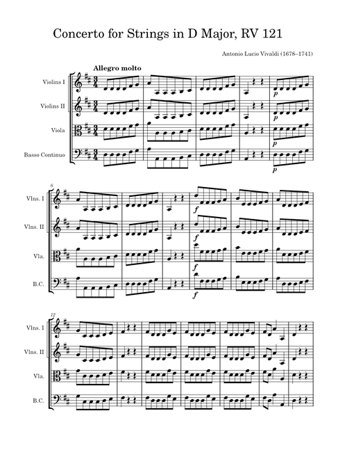 Vivaldi—Concerto For Strings In D Major, RV 121