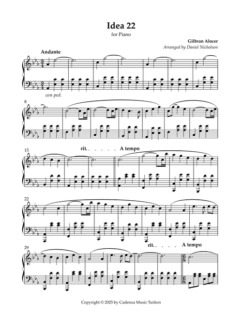 Idea 22 (Arr. Daniel Nicholson) - Gibran Alcocer (Piano Solo)