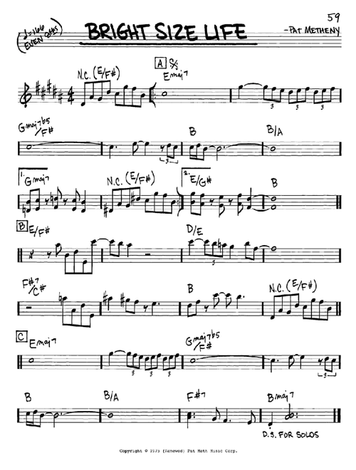 Bright Size Life - Pat Metheny (Real Book - Melody-Chords)