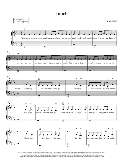 Touch (Arr. Calee Philgreen) - Katseye (Easy Piano)