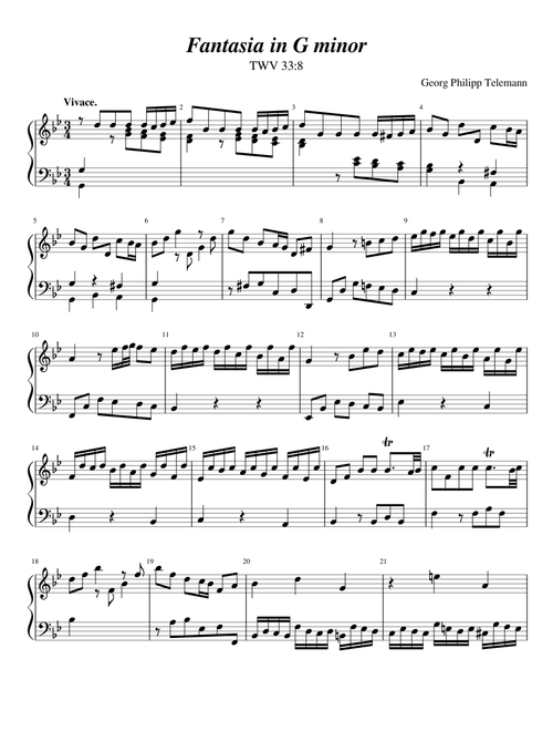 G. P. Telemann: Fantasia in G minor, TWV 33:8