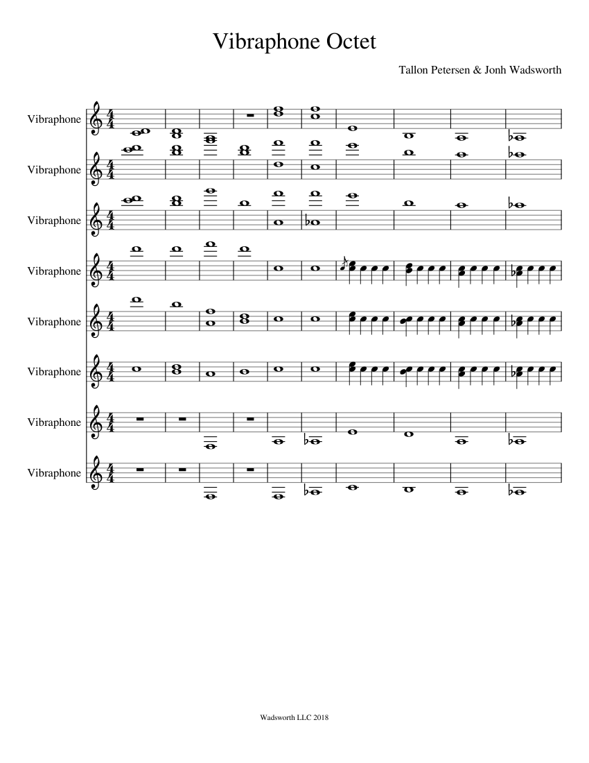 Vibraphone Octet Sheet music for Vibraphone (Percussion Ensemble ...