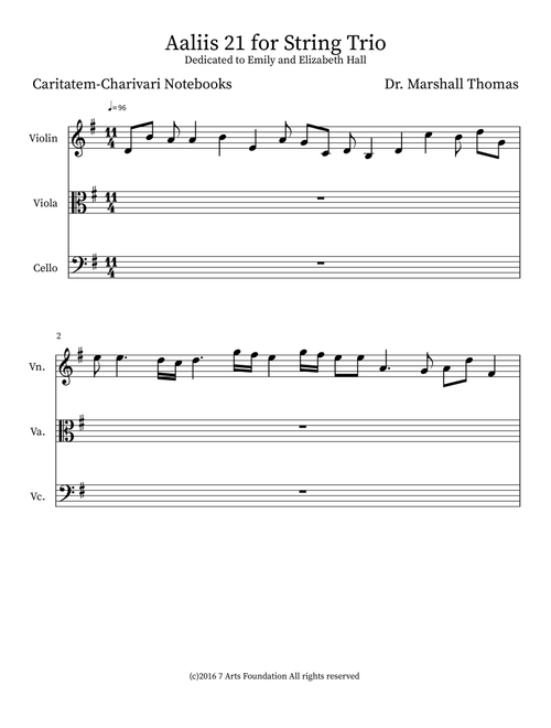 Aaliis 21 for String Trio - Celebrity Chamber Plyers (Small Ensemble)